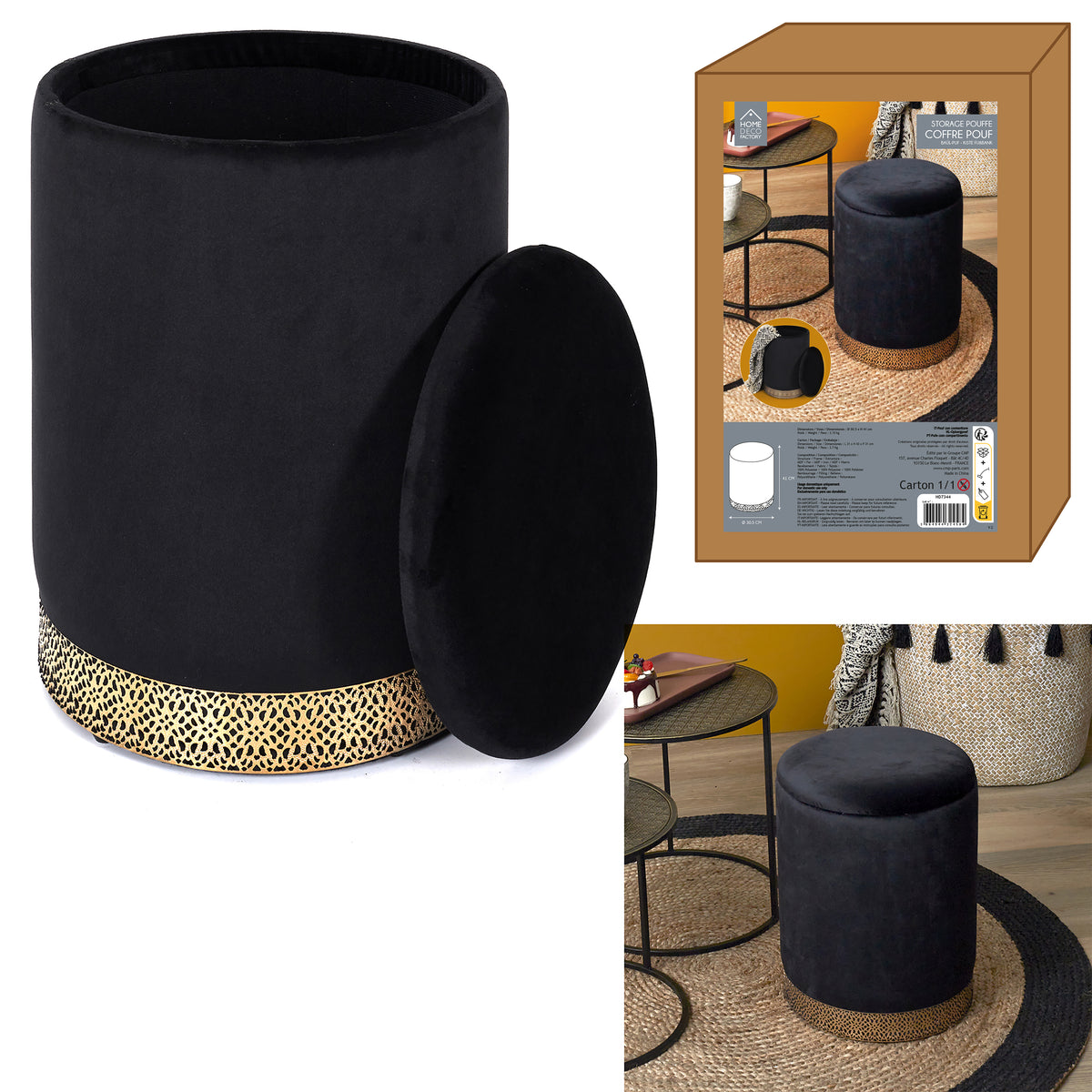 Coffre Pouf Mirage Noir