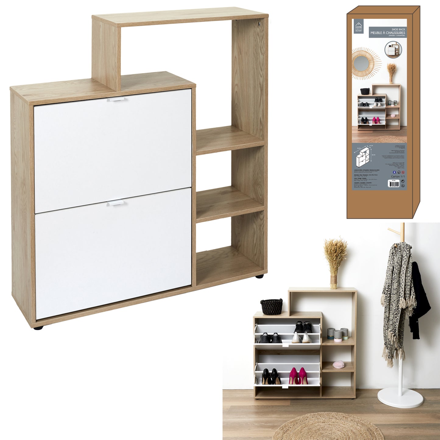 Meuble A Chaussures 2 Portes Avec Etageres