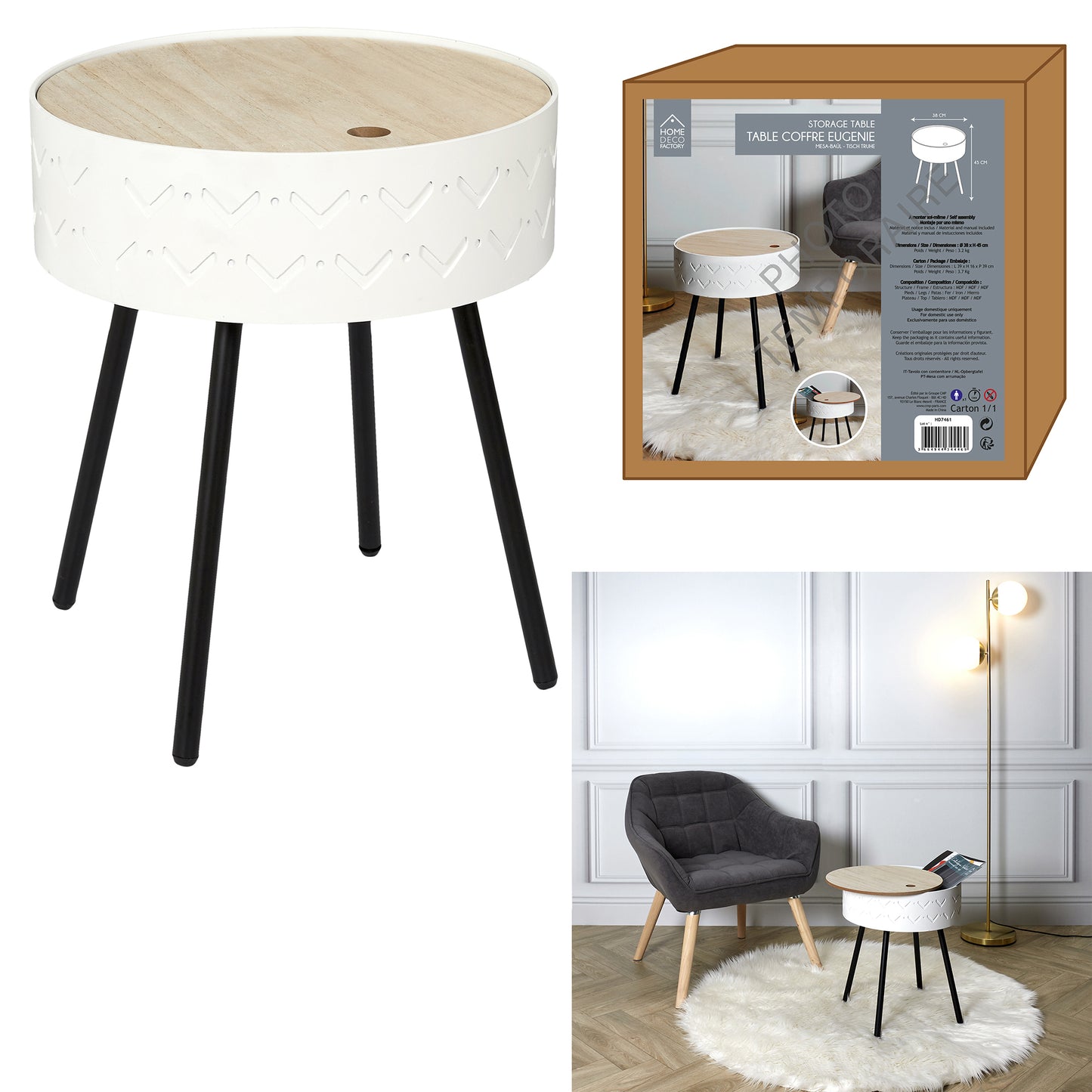 Table Coffre Eugenie Blanc