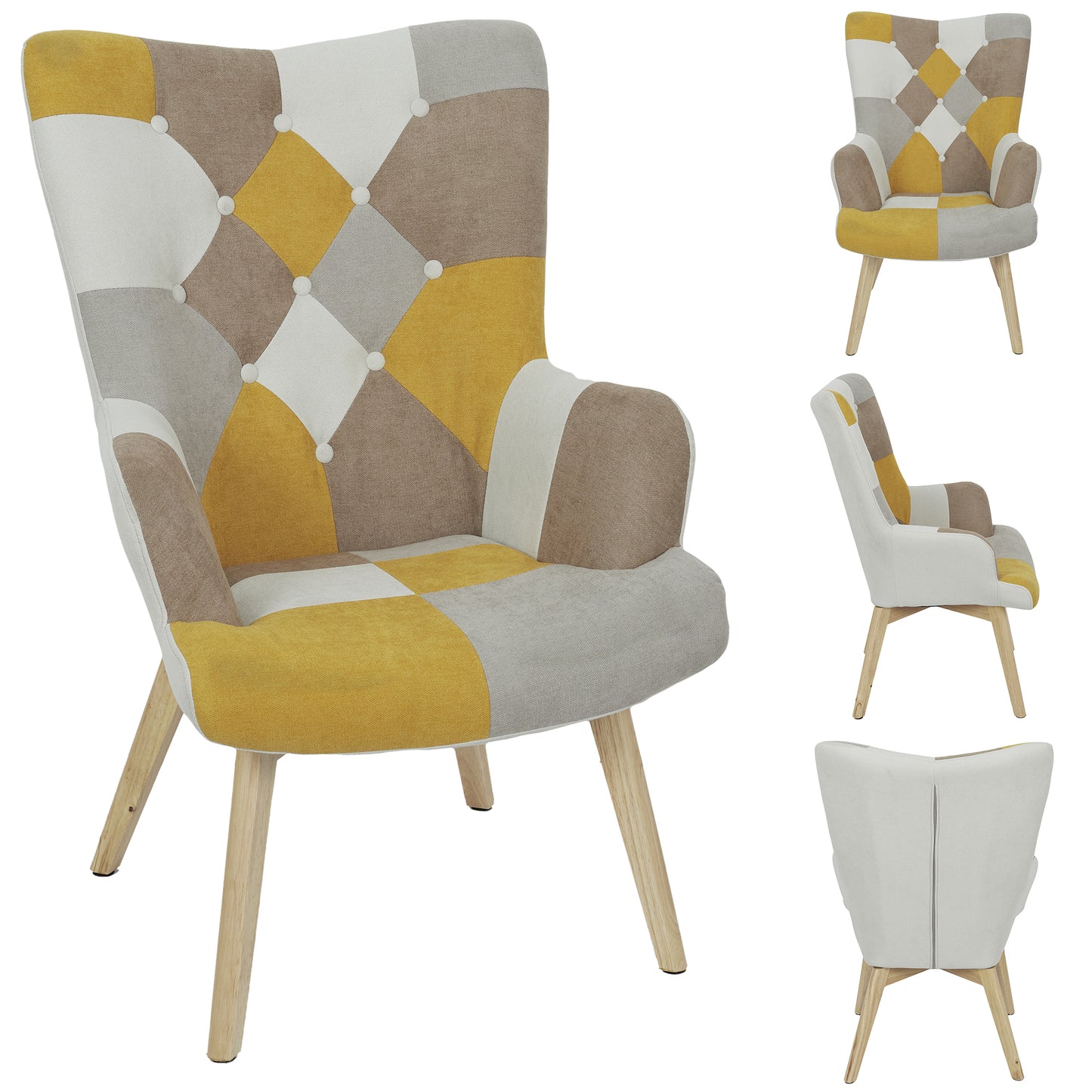 Fauteuil Helsinki Patchwork Jaune