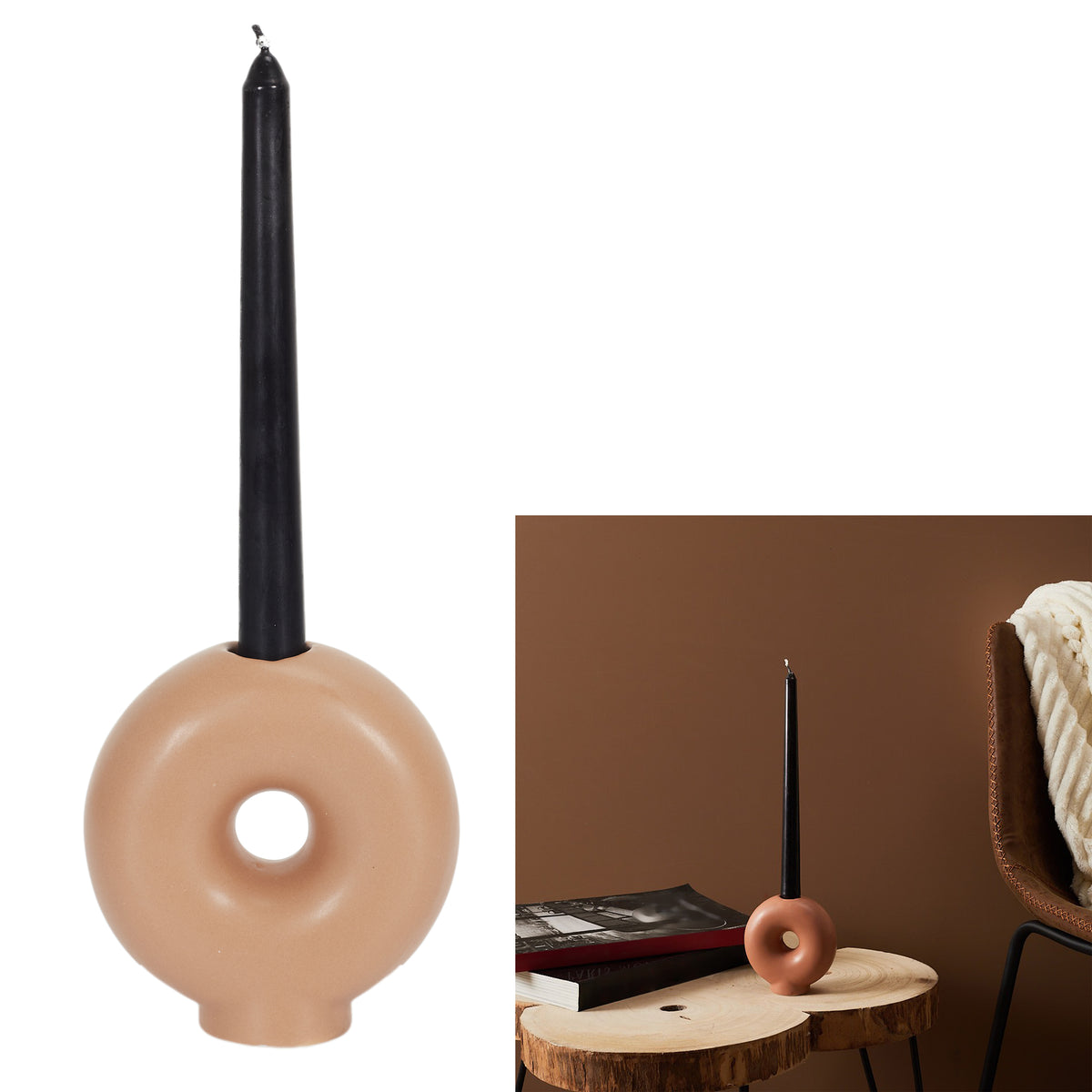Bougeoir Rond Beige