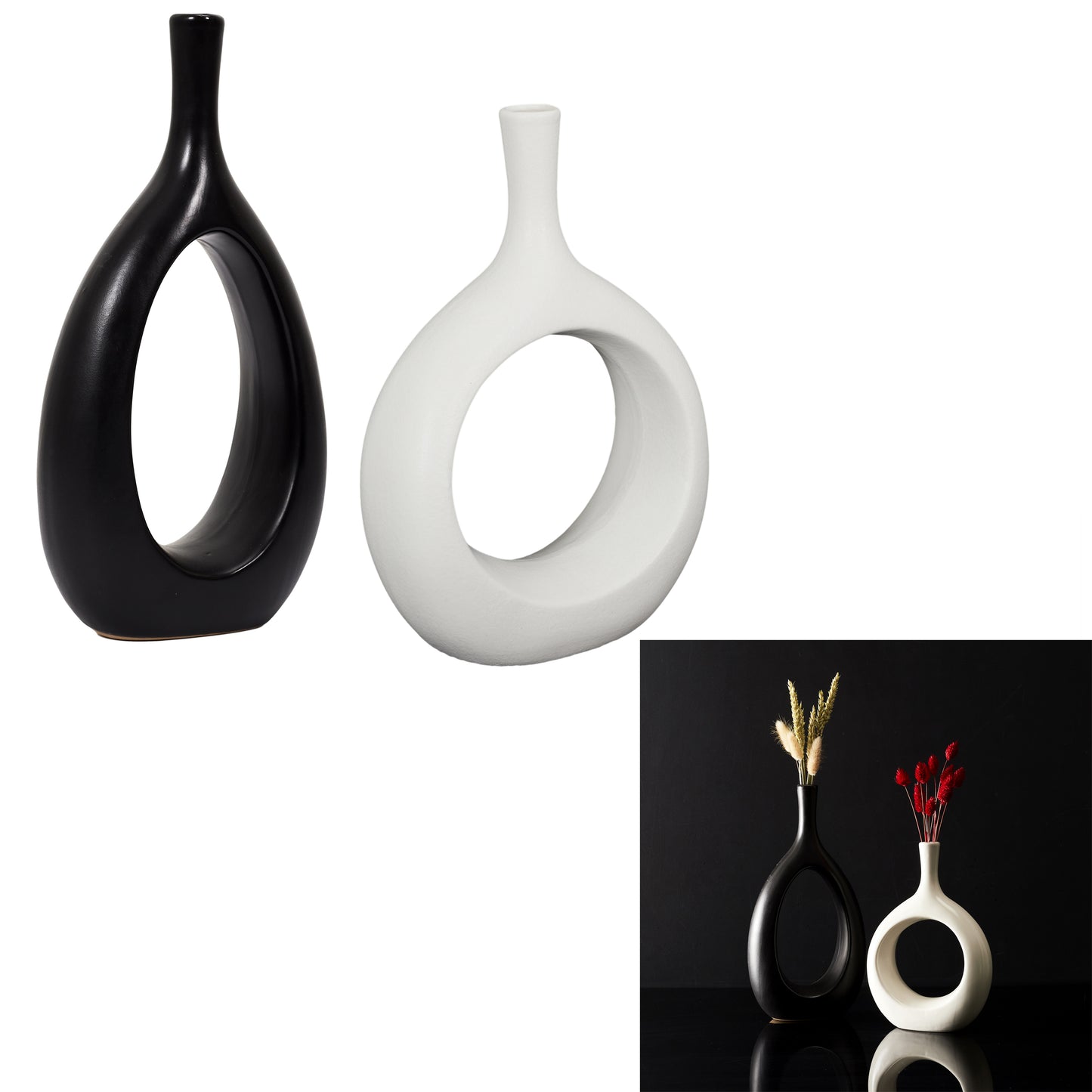 Lot De 2 Vases Curve Noir