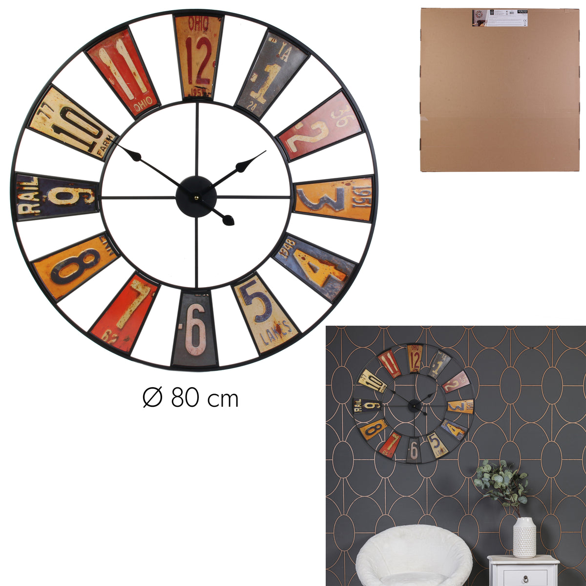 Horloge Recyclerie 80Cm A Pile