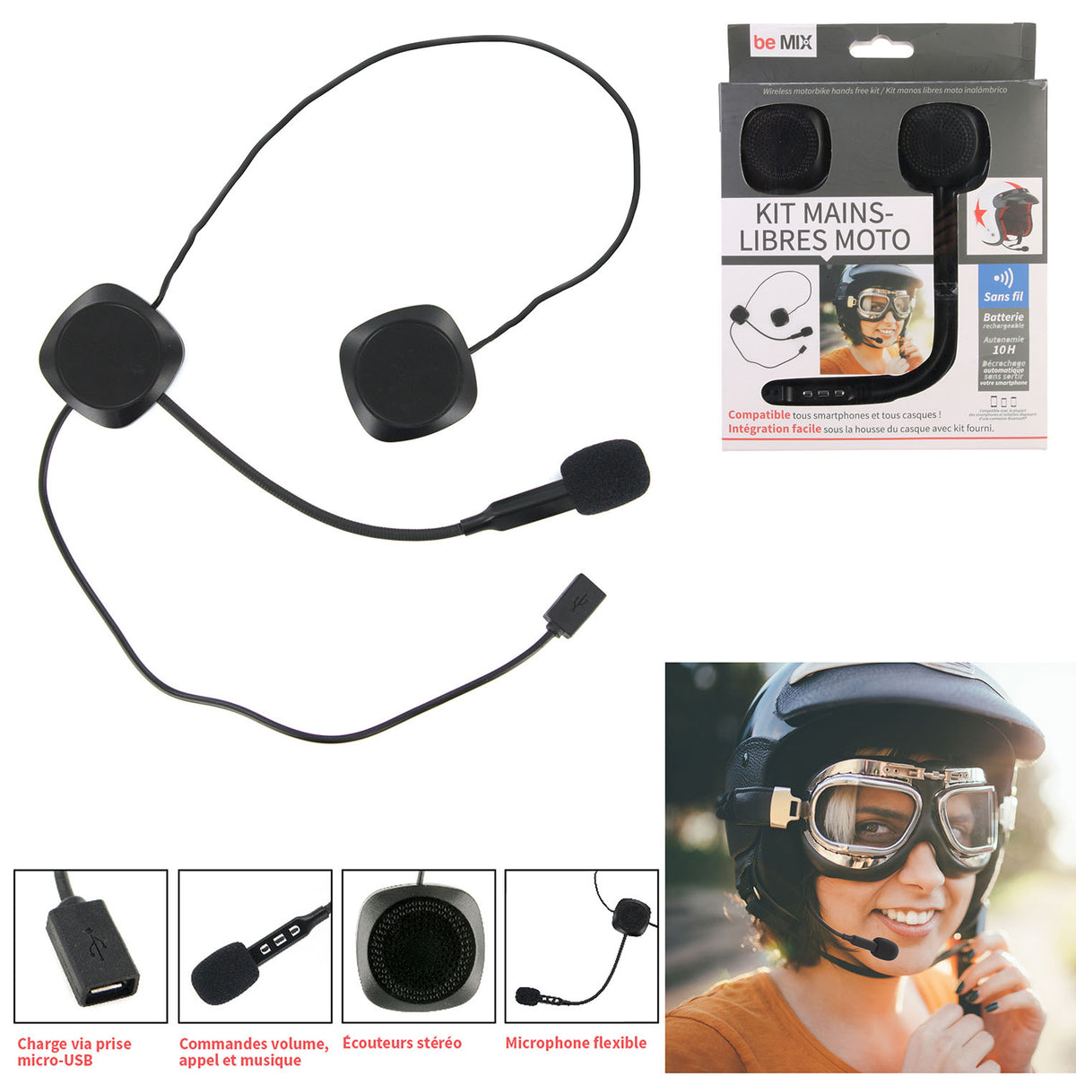 Kit Mains Libres Moto Sans Fil