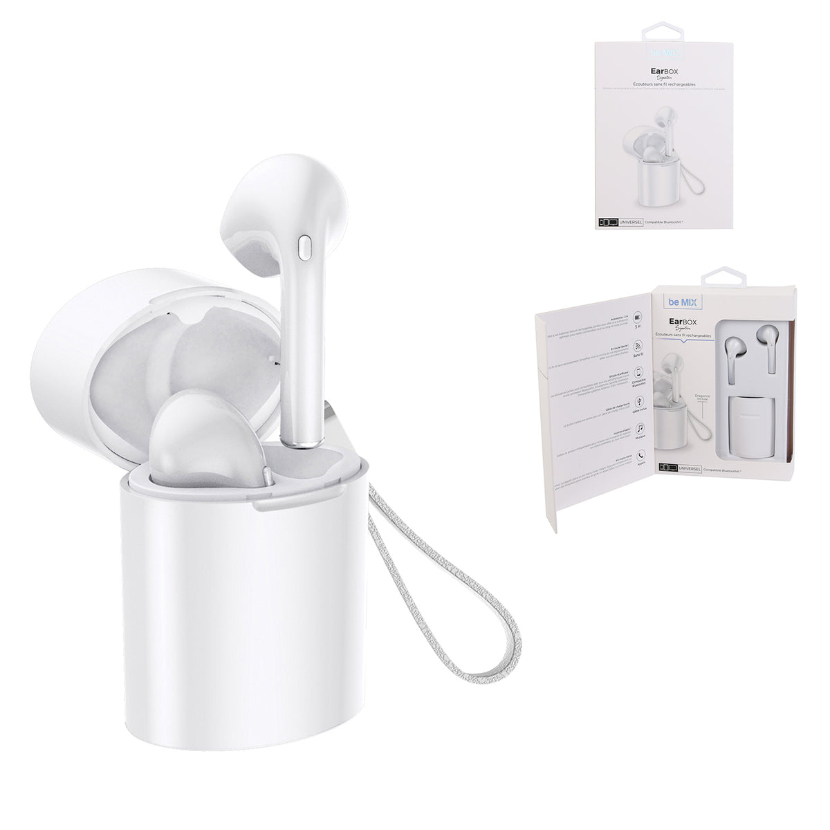 Ecouteurs Earbox Signature Sans Fil Rubber Blan