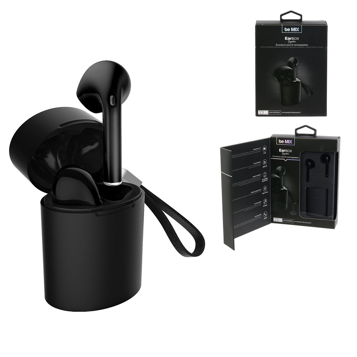Ecouteurs Earbox Signature Sans Fil Rubber Noir