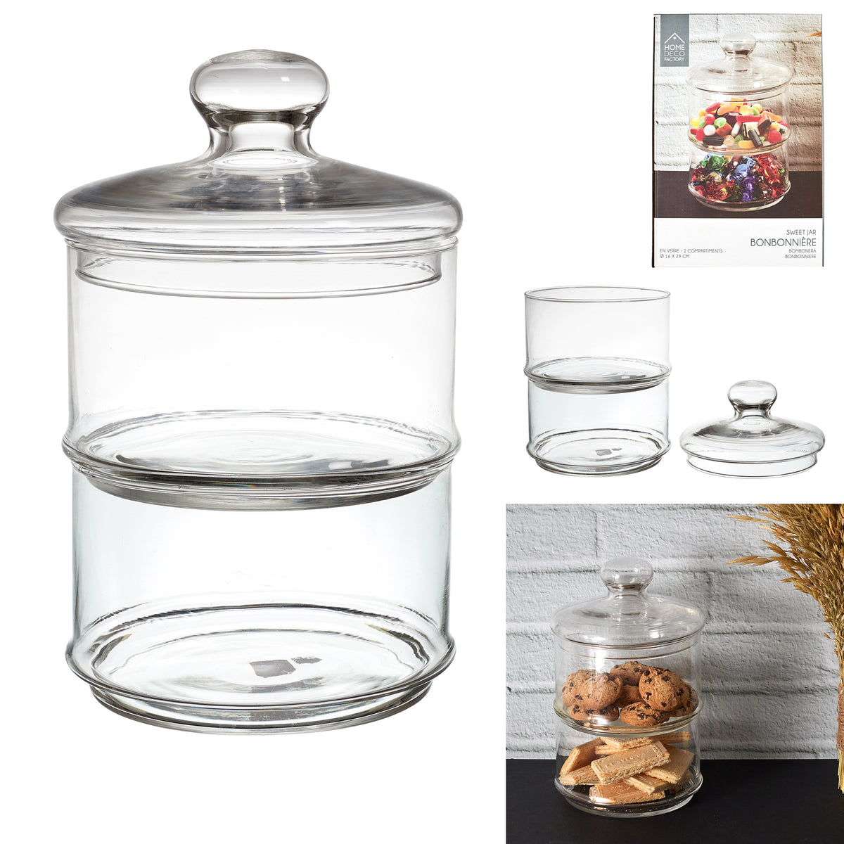 Boite A Biscuit 2 Compartiments D16X29Cm