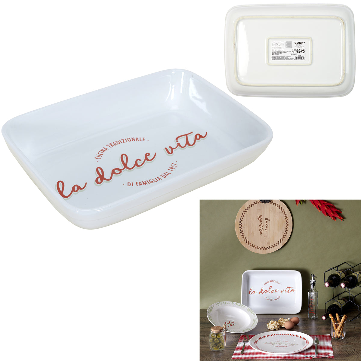 Plat Rectangulaire Four Italie 25X35X7.6Cm