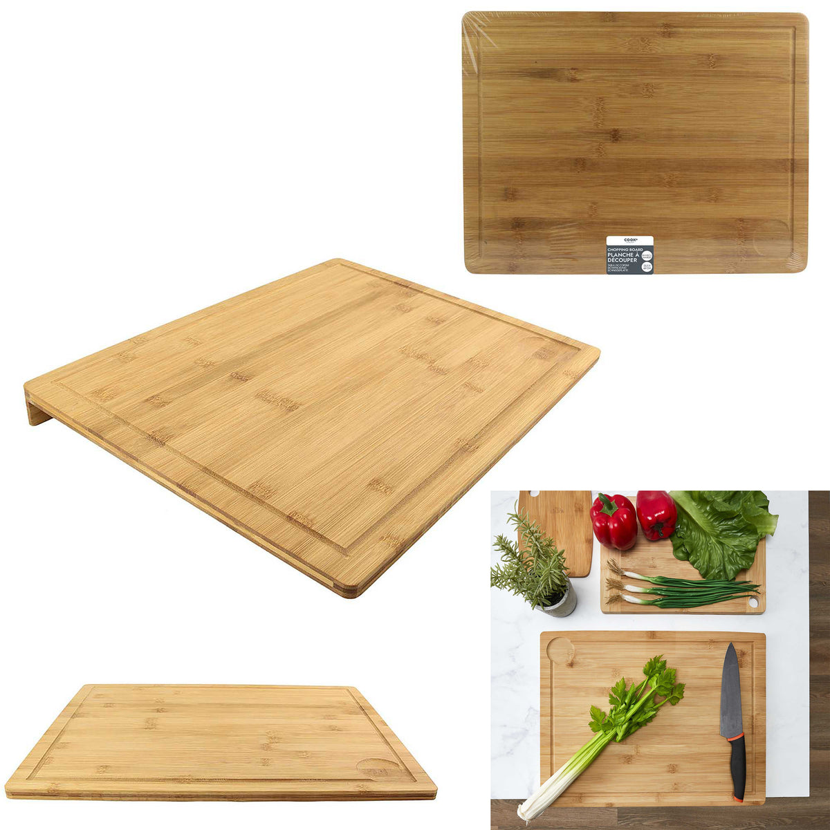 Planche A Decouper Avec Rebord Bambou 33.5X44Cm