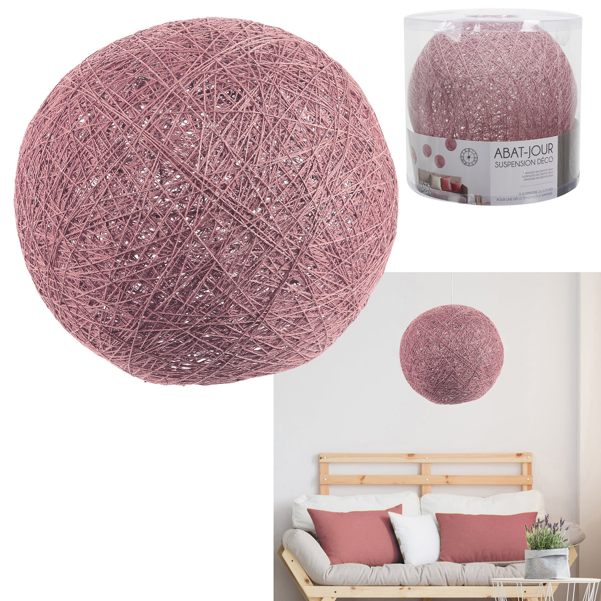 Suspension Interieur Rose Poudre 30Cm