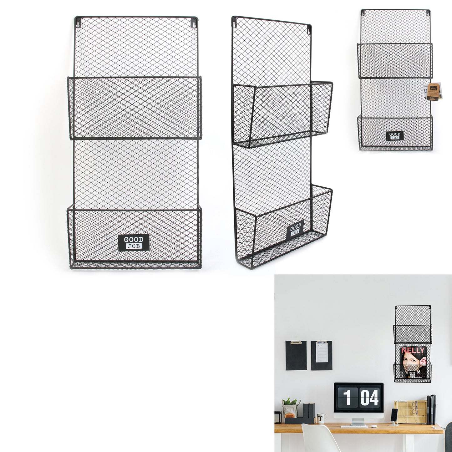 Range Revues Mural Metal Noir