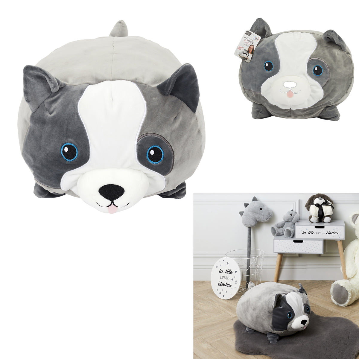 Peluche Coussin Chien 3Ocm