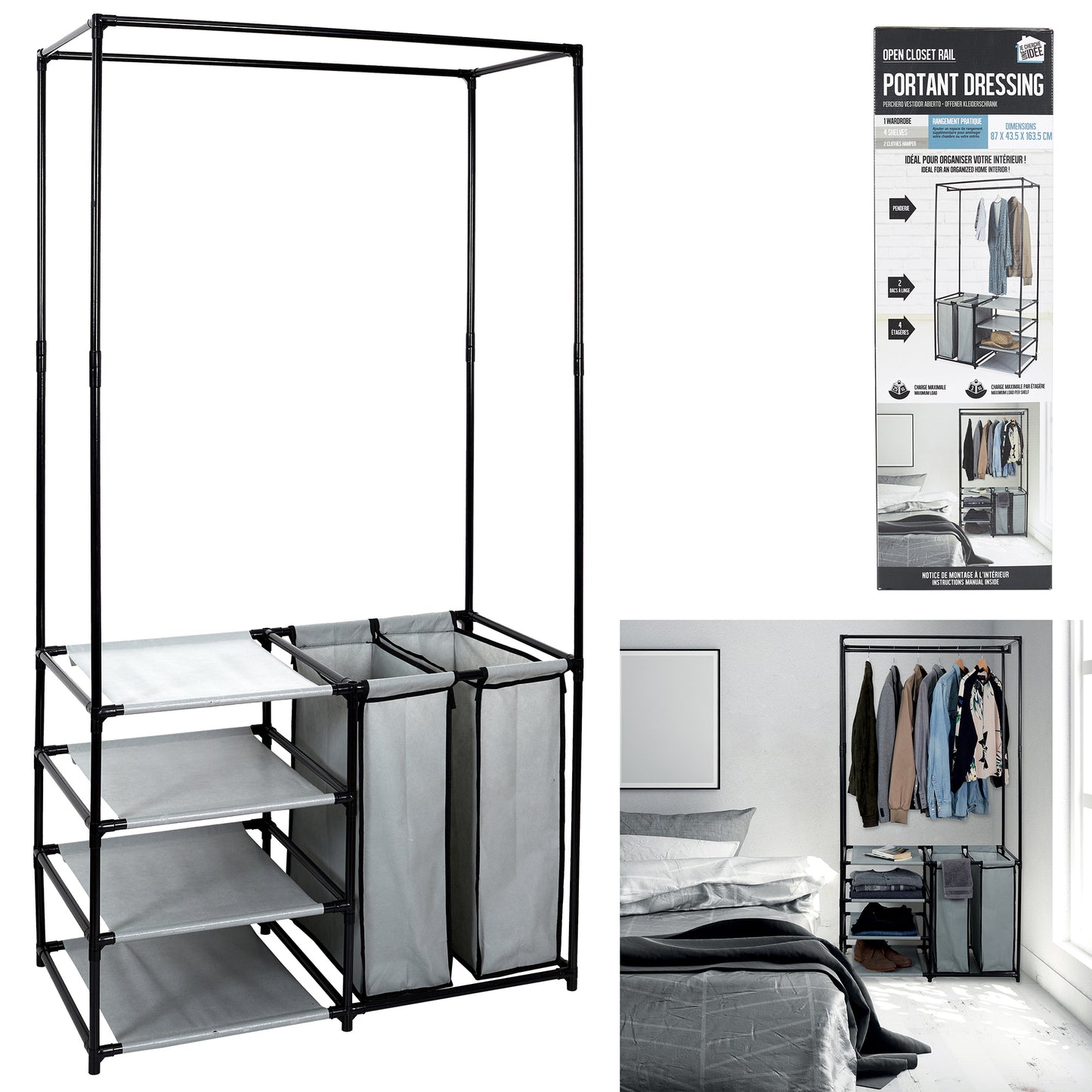 Portant Dressing Ouvert 87X43.5X163.5Cm