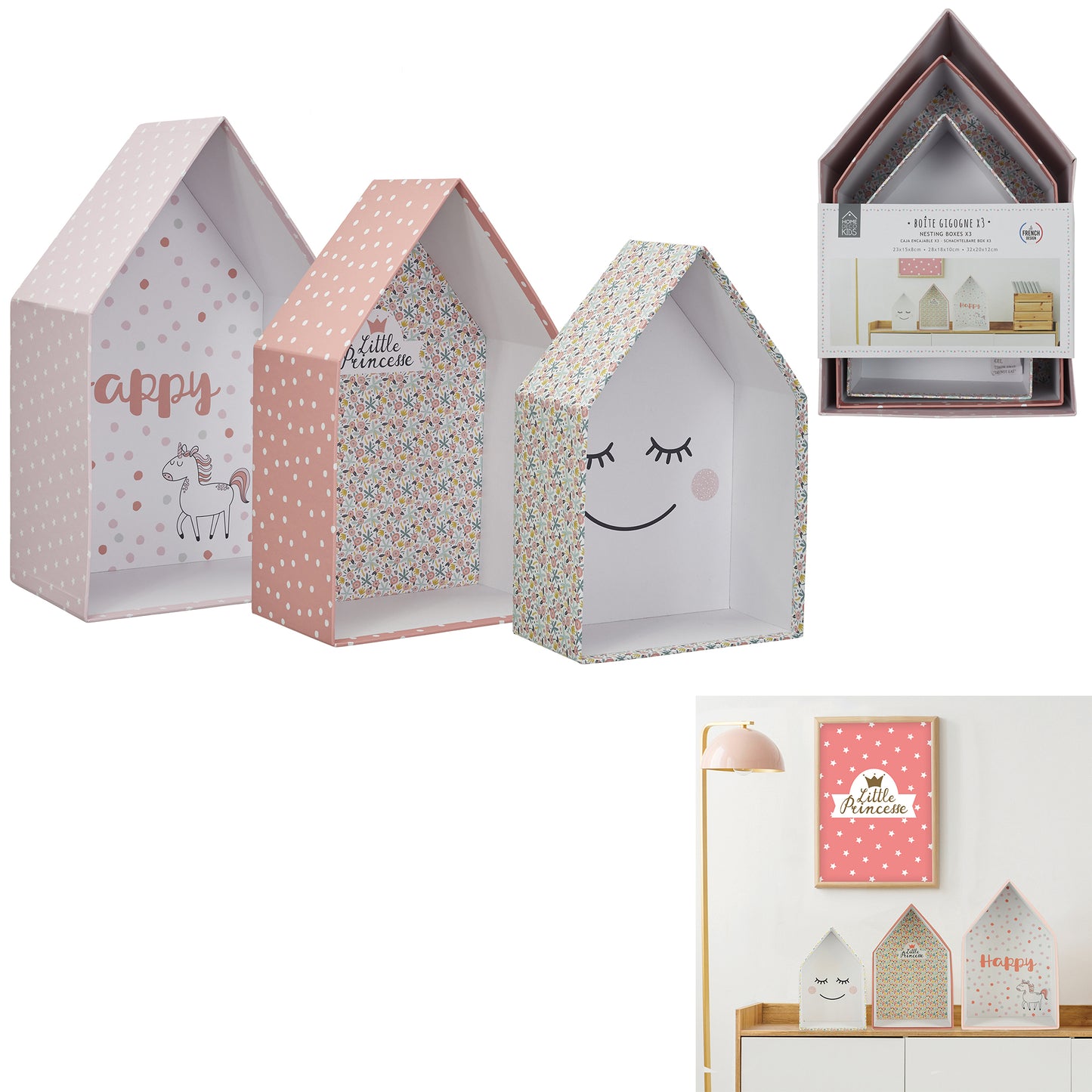 Boite Gigogne Maison Fille X3