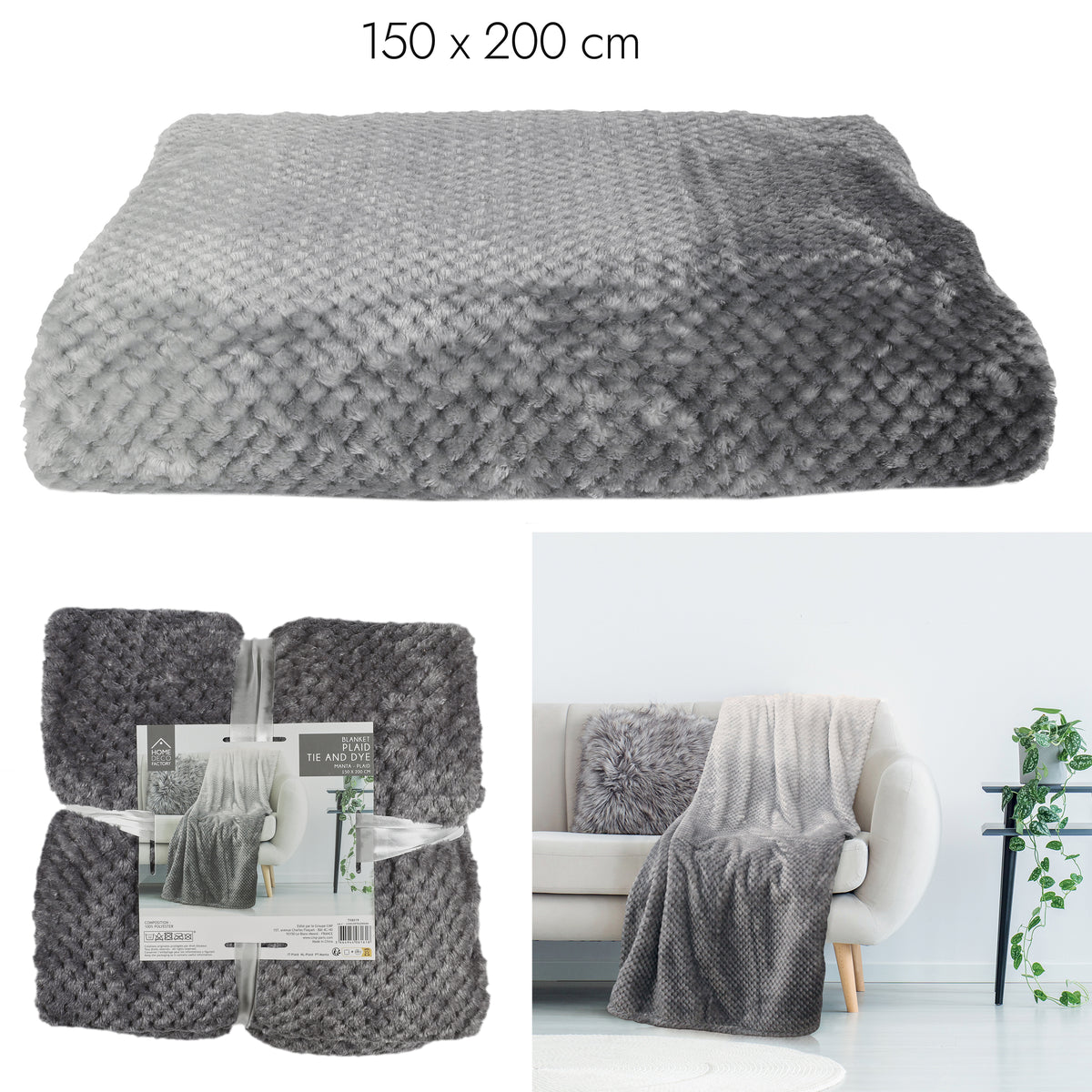 Plaid Nid Abeille Gris Xxl 150X200Cm