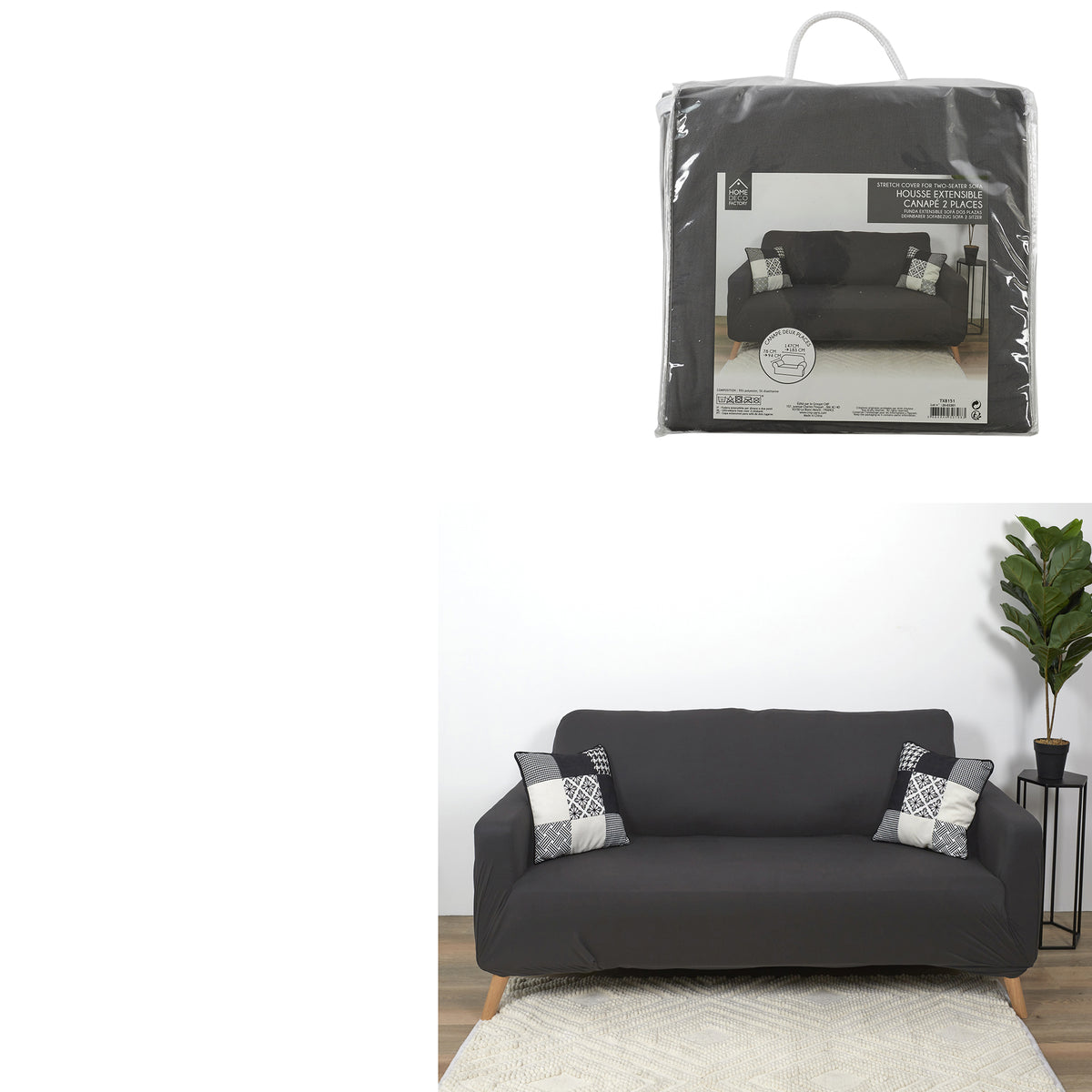 Housse Extensible Canape Deux Places Gris