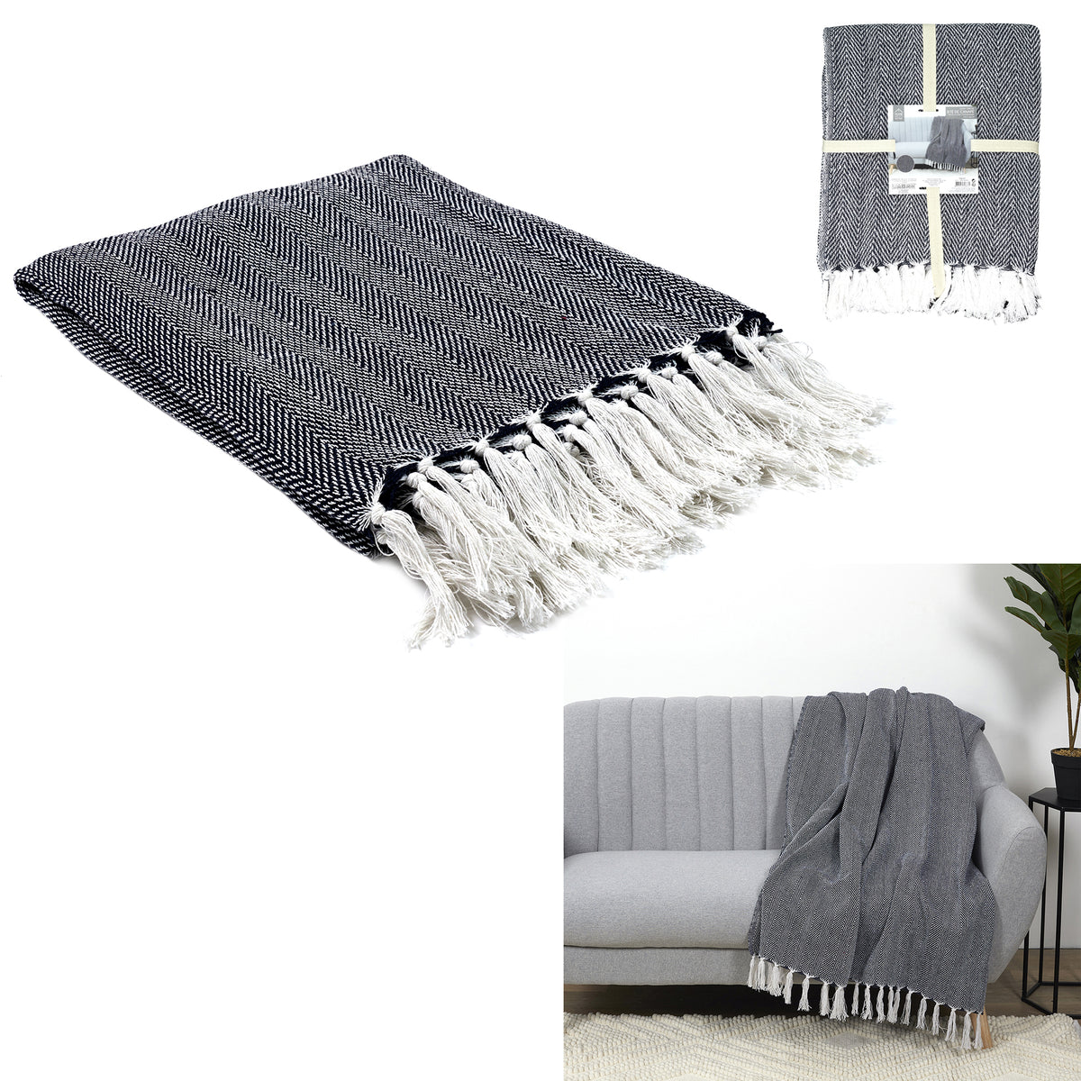 Plaid Jete Jacquard Marine 125X150Cm