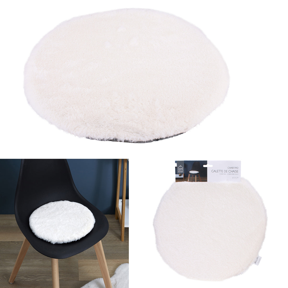 Lot De 6 Galettes Chaise Imit Four Fin Ecru 34C