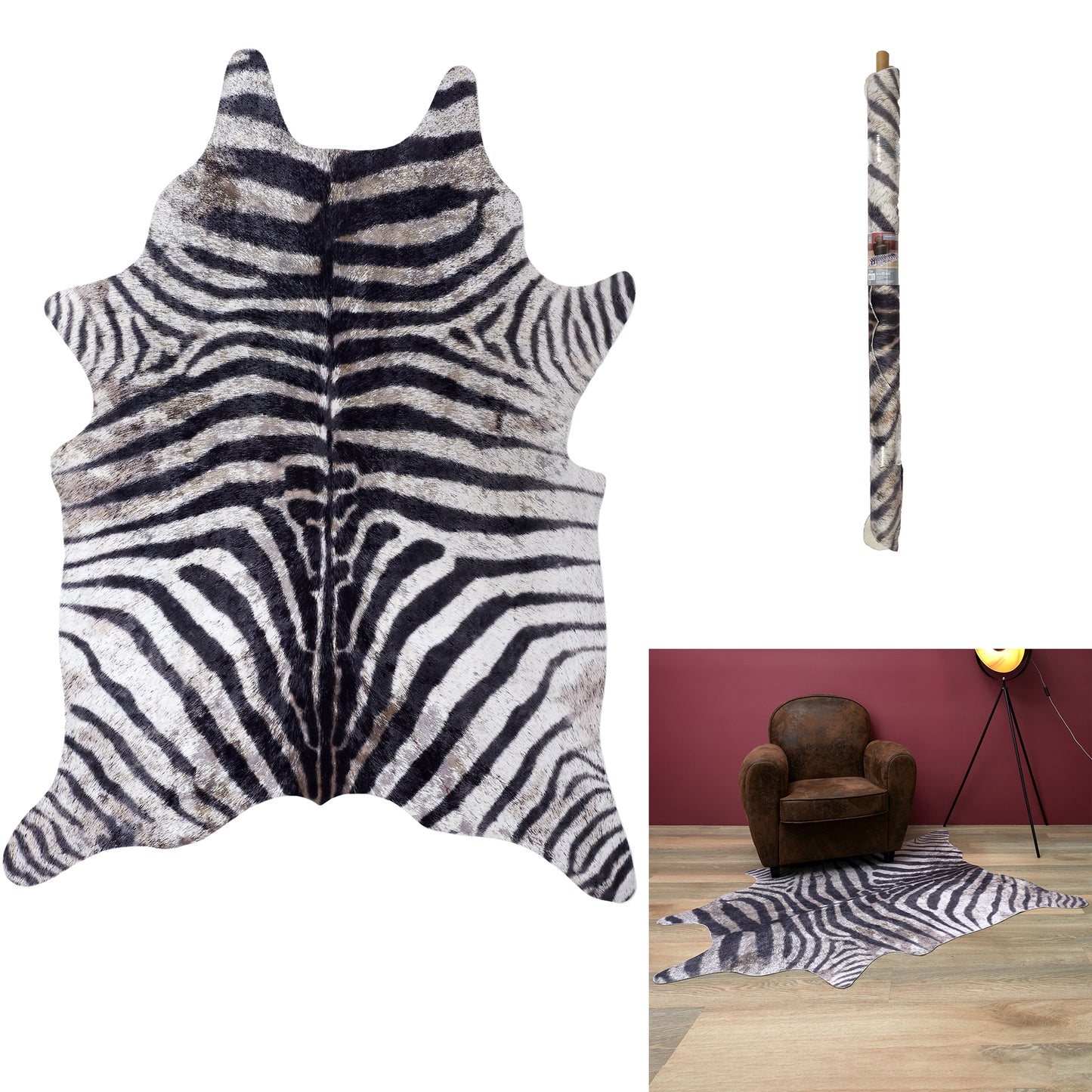 Tapis Imitation Peau De Zebre 120X158Cm