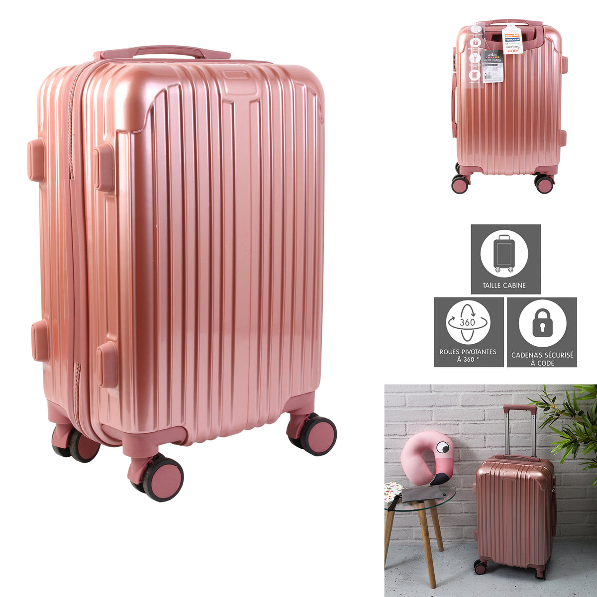 Valise Cabine Paris Rose 40L