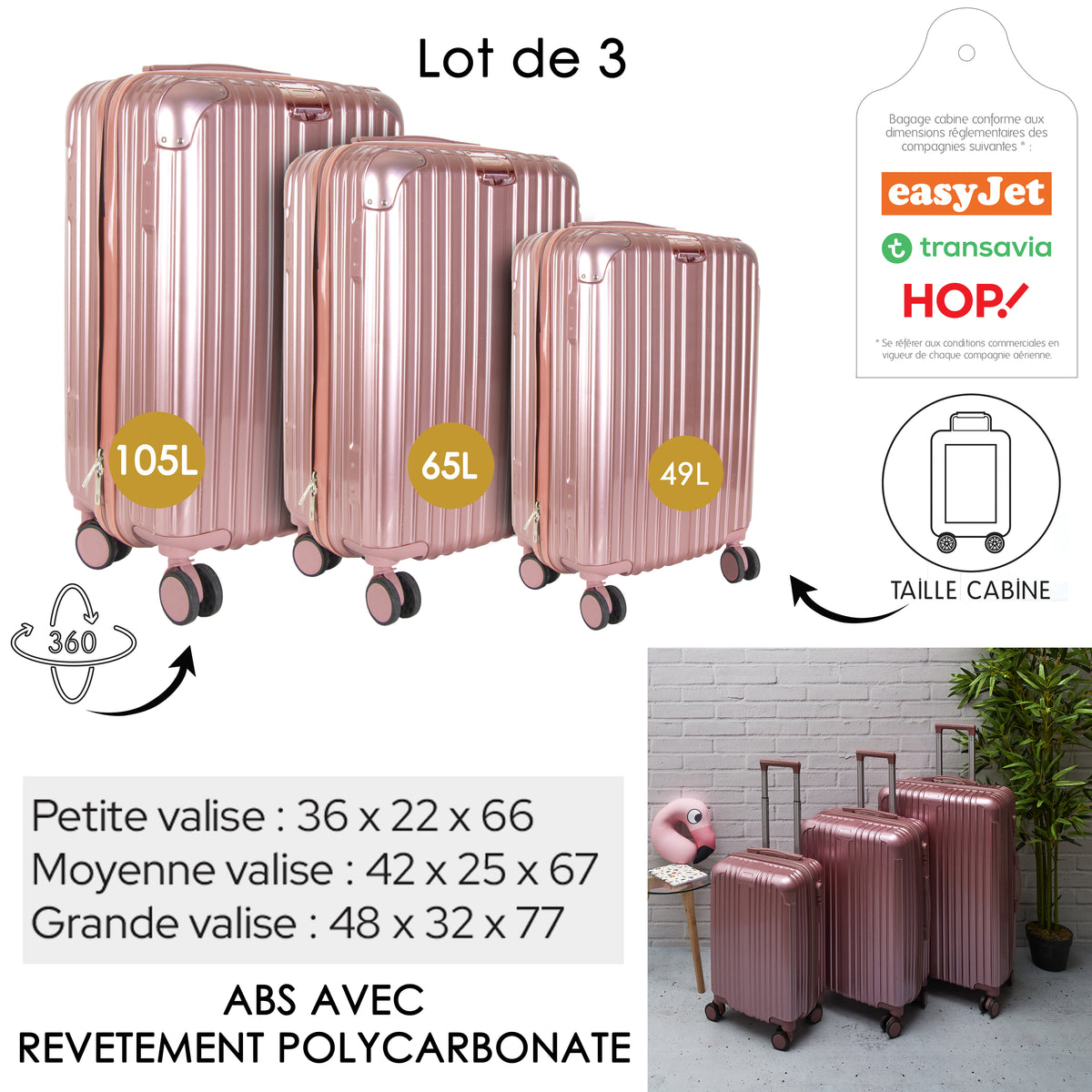 Valise New York Rose X3 49L 65L 105L