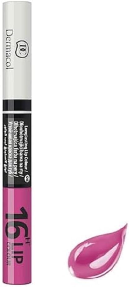 Dermacol - 16 Hour Lipstick, Pigmented Lip Gloss, Lip Gloss, Lip Makeup Products with Matte and Glitter Finish, Raspberry Pink Lipstick No.8, 7.1 mL