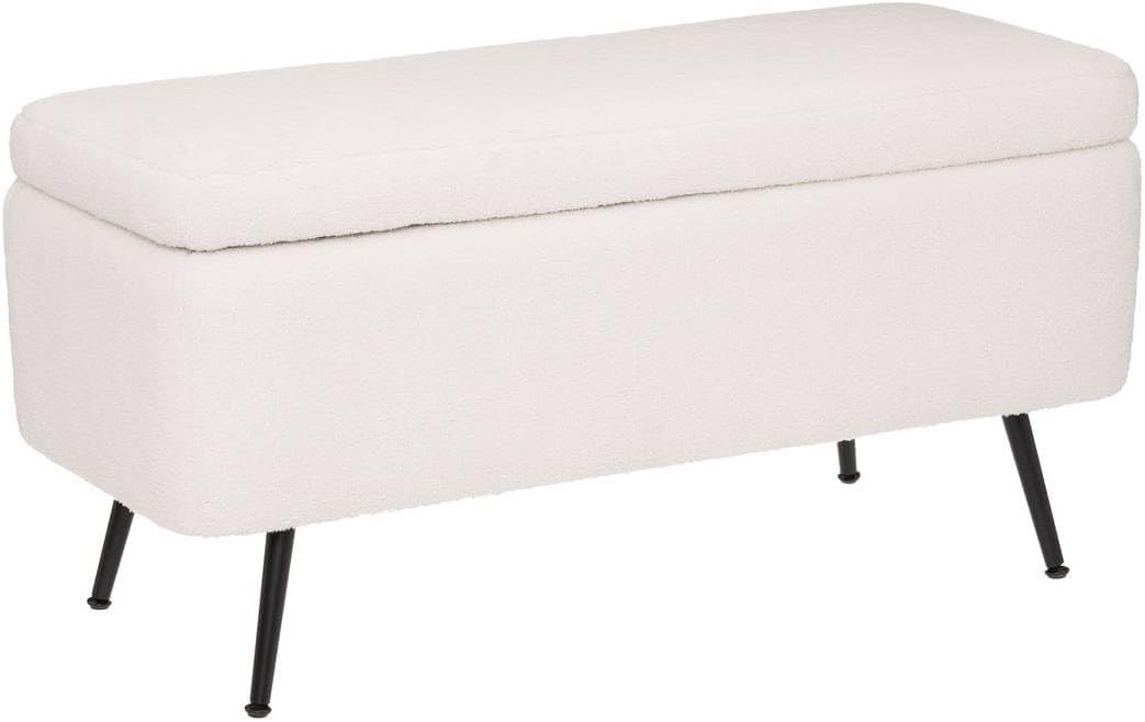 Atmosphera Aurora Bench Chest Wood and Metal 100 x 40 cm White