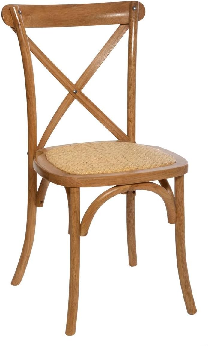 Atmosphera Interior Designer Chair Isak Natural Wood Oak and Rattan Matt Finish Stackable Comfortable Dining Room Kitchen Office