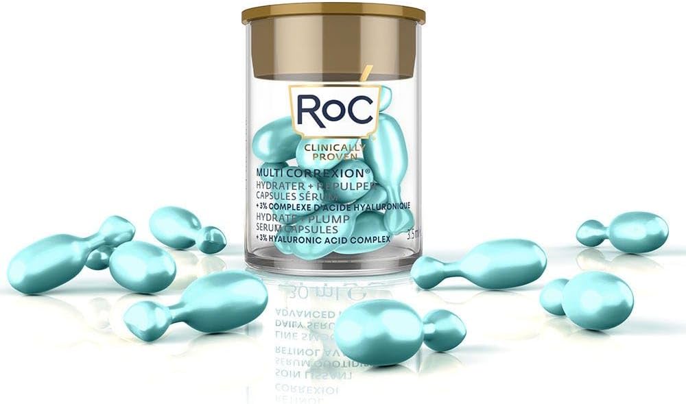 RoC - Multi Correxion Hydrate + Plump Sérum - Pour L'hydratation de la Peau - Effet Repulpant Maximal - Acide Hyaluronique - 10 Capsules