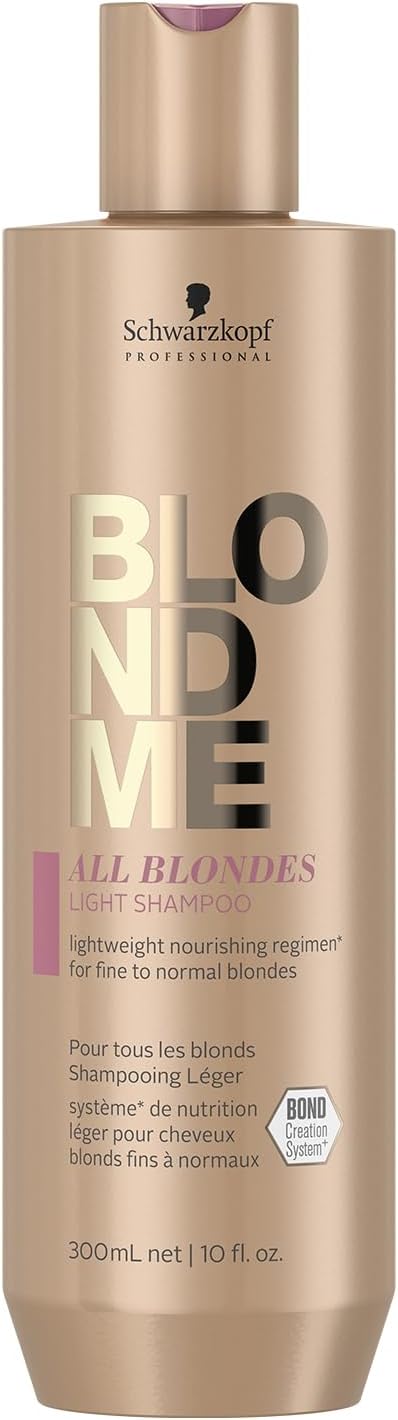 Schwarzkopf Professional BLONDME All Blondes Shampooing Léger Cheveux Colorés Éclaircis Décolorés 3D Bond Creation System Extrait De Soie De Mûrier Nourrissant Adoucissant Brillance 300 ml