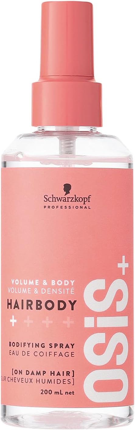 Schwarzkopf Professional OSiS Hairbody Spray Volumisant Atomiseur Sans Aérosol Sans Effet Collant Démêlant Facilite Le Coiffage Protection Thermique Fixation Légère 200 ml