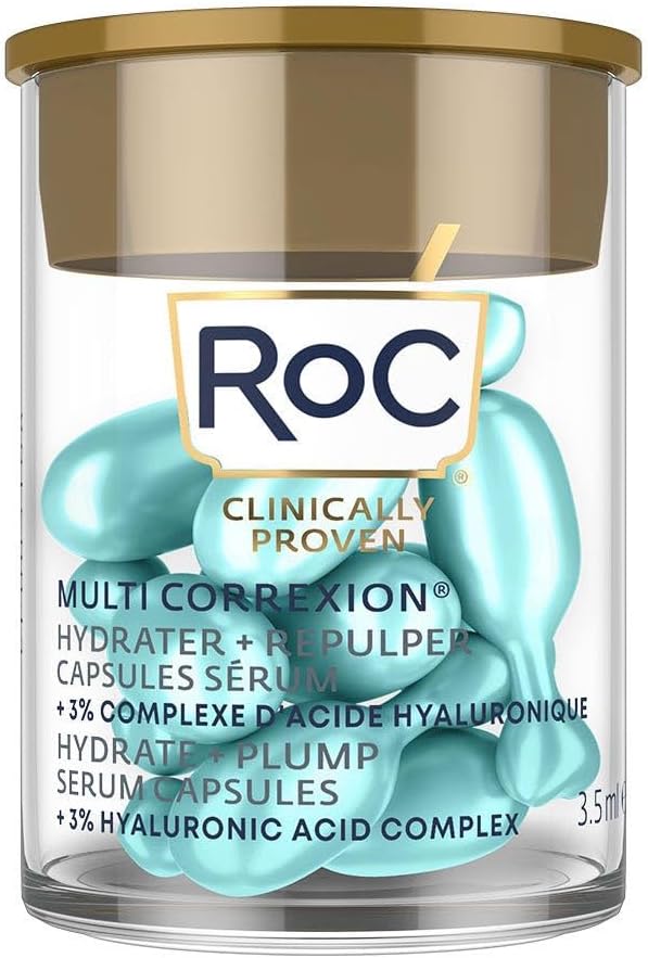 RoC - Multi Correxion Hydrate + Plump Sérum - Pour L'hydratation de la Peau - Effet Repulpant Maximal - Acide Hyaluronique - 10 Capsules