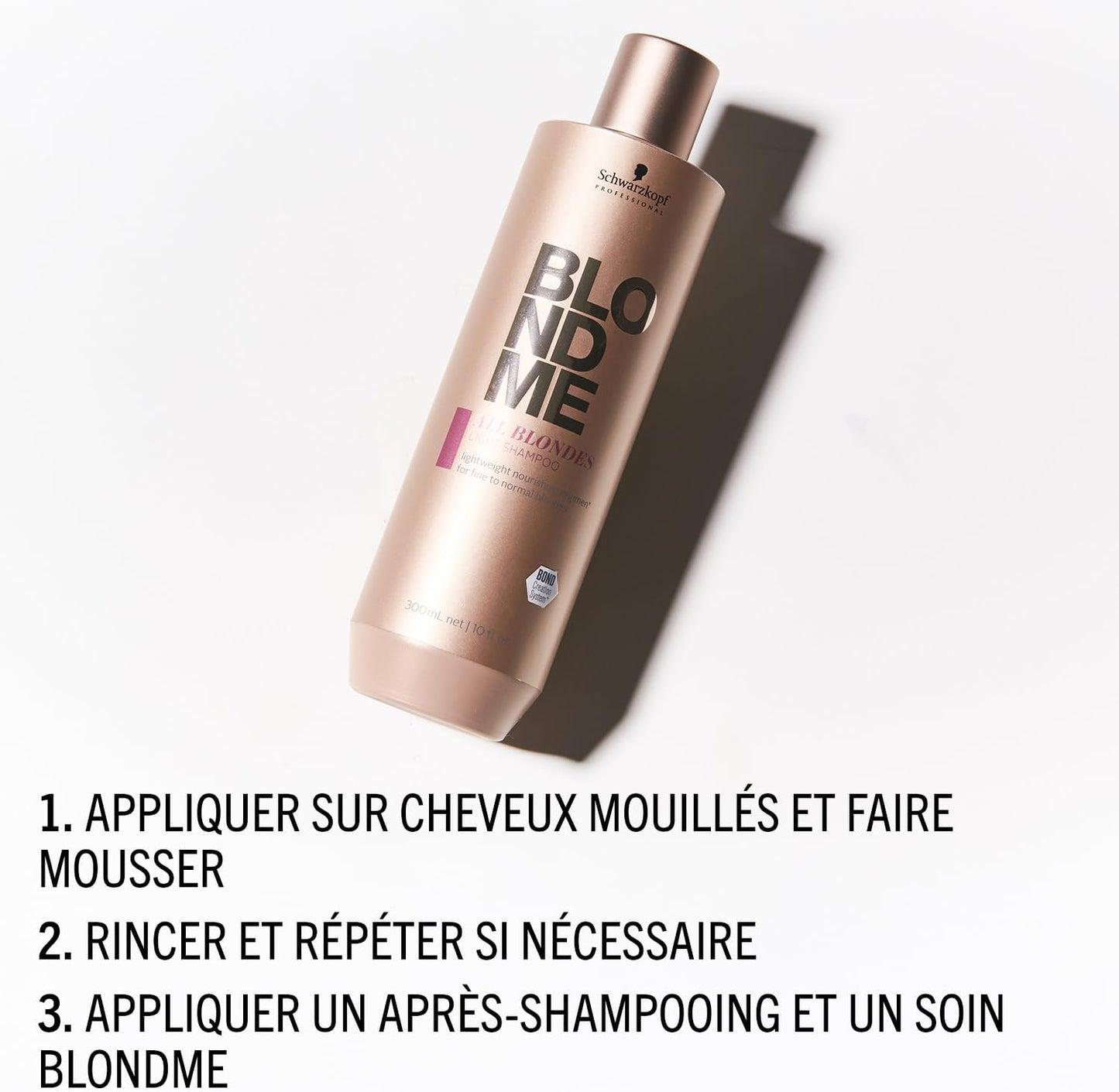 Schwarzkopf Professional BLONDME All Blondes Shampooing Léger Cheveux Colorés Éclaircis Décolorés 3D Bond Creation System Extrait De Soie De Mûrier Nourrissant Adoucissant Brillance 300 ml