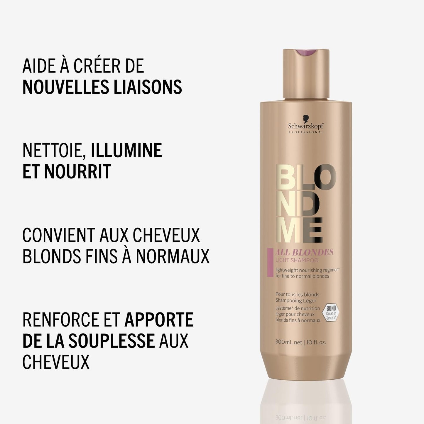 Schwarzkopf Professional BLONDME All Blondes Shampooing Léger Cheveux Colorés Éclaircis Décolorés 3D Bond Creation System Extrait De Soie De Mûrier Nourrissant Adoucissant Brillance 300 ml