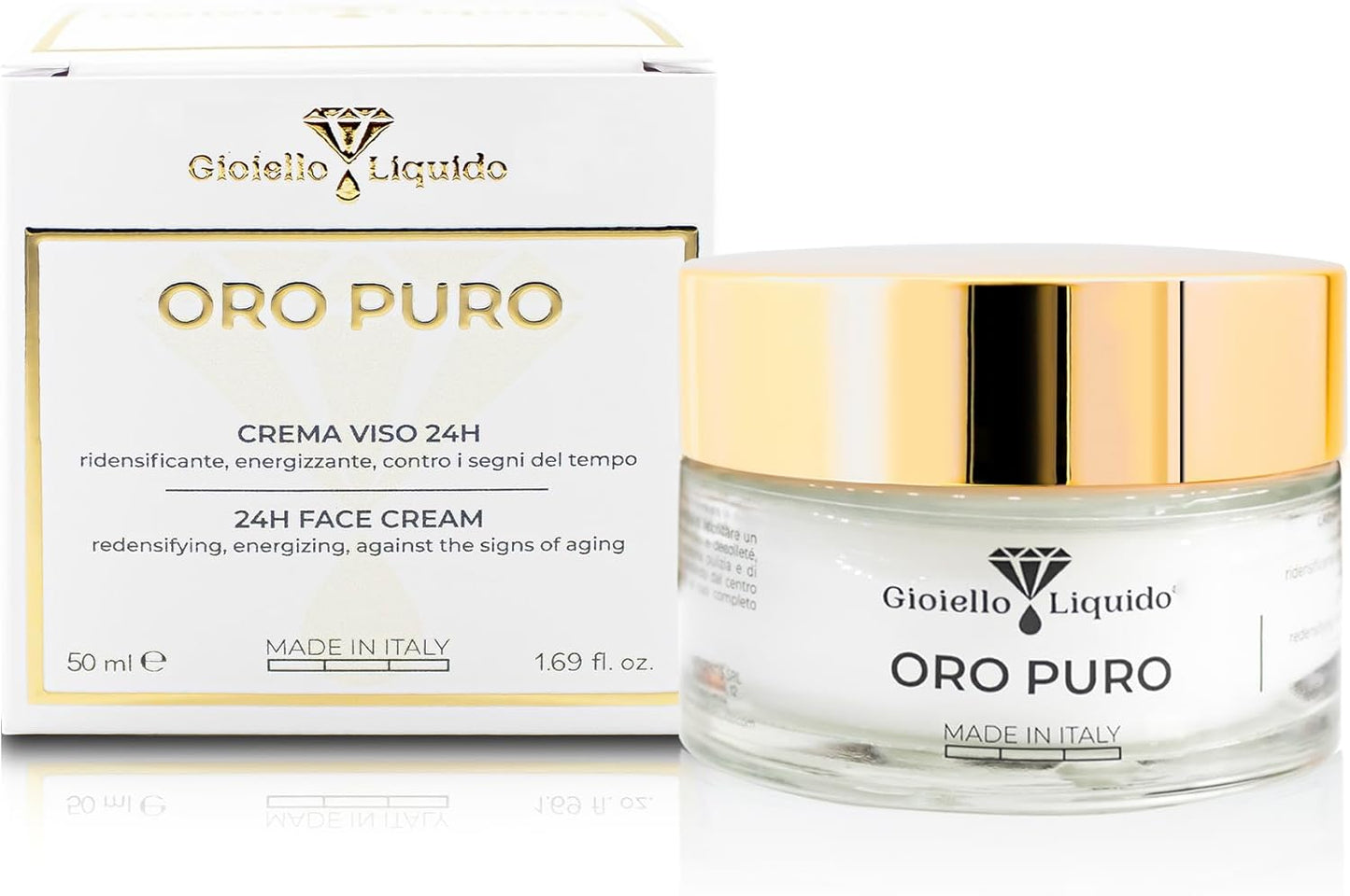 Face Cream for Mature Skin Immediate Lifting Effect - With Colloidal Gold, Anti-Aging Hyaluronic Acid, Betaine and Damascus Rose Water 50ml