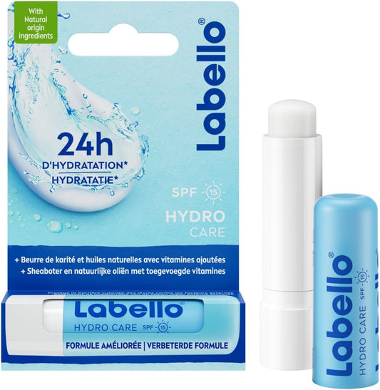 LABELLO Hydro-Care (1 x 5 ml), Lip Balm SPF 15 Long-Lasting Hydration for 24 Hours, Lip Care Enriched with Natural Oils and Shea Butter