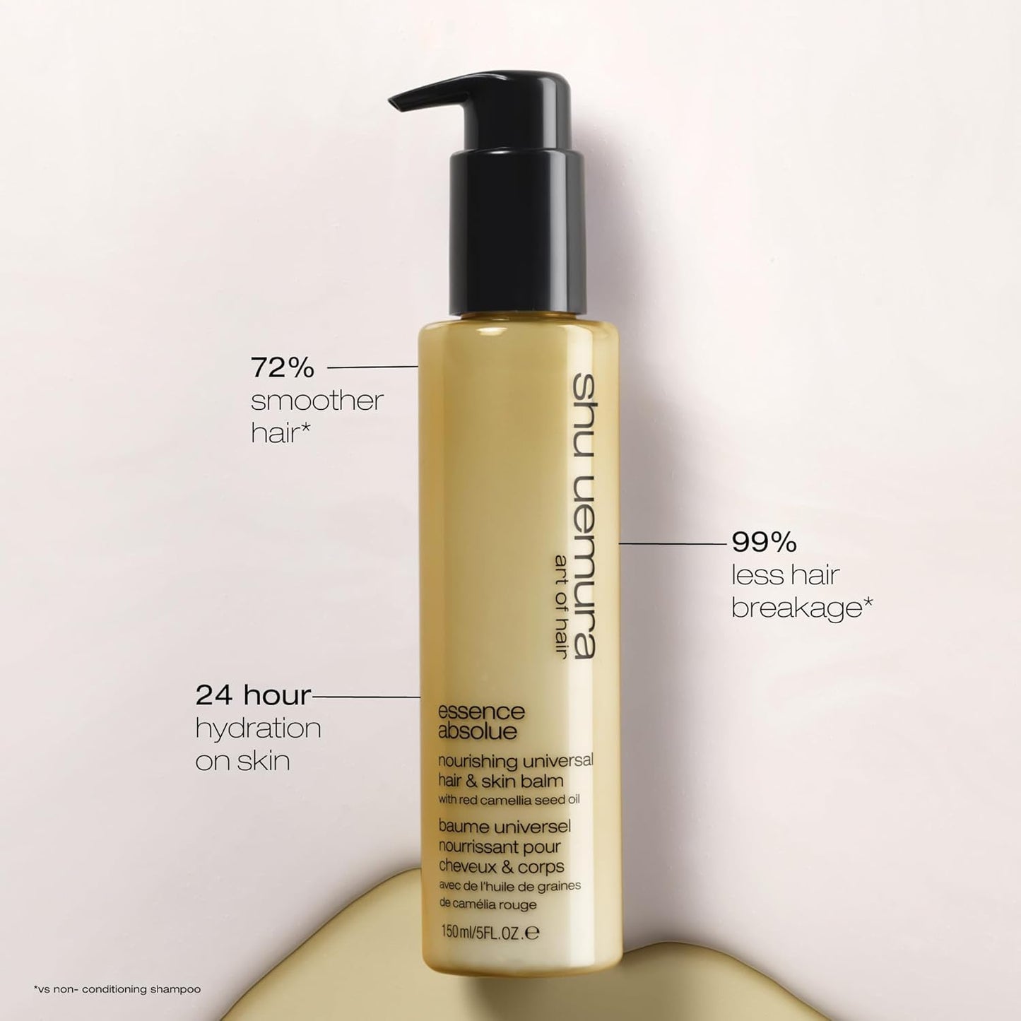 SHU UEMURA ART OF HAIR - Essence Absolue - Baume Universel Nourrissant - Disciplie & Apporte de la Brillance aux Cheveux, Hydrate la Peau - Huile de Camélia Rouge - Cheveux & Corps - 150ml