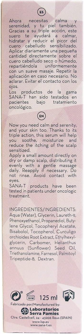 SANA-T ON CALM SERUM 125ml | Apaisant et protecteur, aide à réduire les démangeaisons du cuir chevelu dans les traitements contre le cancer | Sans parabènes, silicones ni parfum