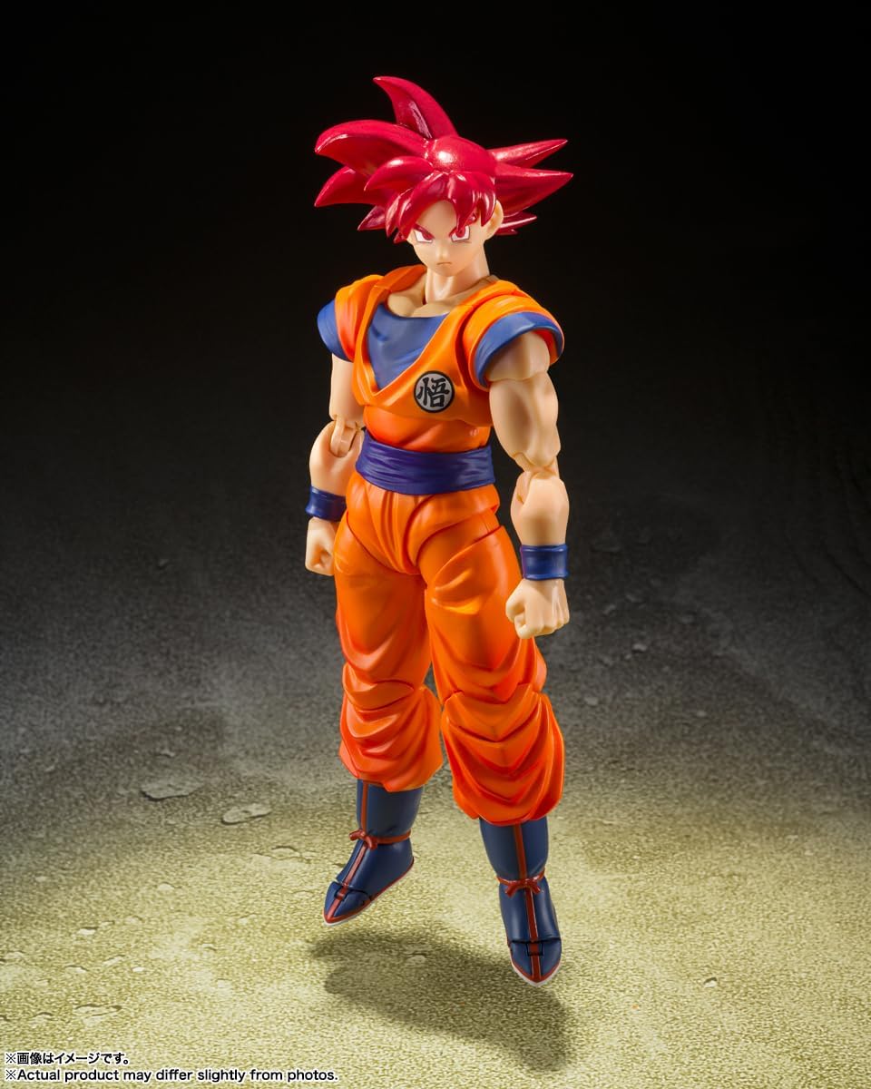 TAMASHII NATIONS Dragon Ball Super – Super Saiyan God Son Goku – Dieu Saiyan Instillé avec la lumière des cœurs justes – Figurine Bandai Spirits S.H.Figuarts