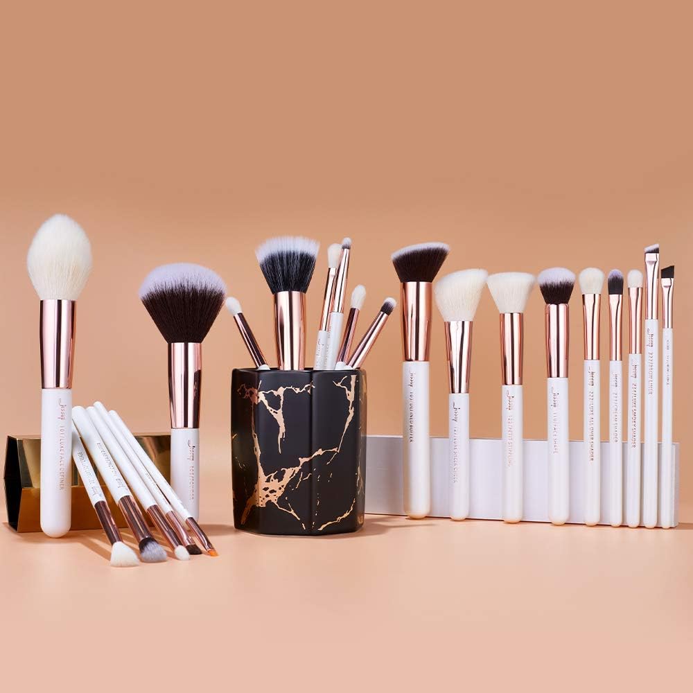 Jessup Pinceaux Maquillages 25pcs Ensemble Picneau à Maquillage Professionnel Pinceau Teint,Poudre,Fard à Paupières,Eye-Liner,Correcteur Pinceaux Kit Synthétiques Naturelles Noir/Or Rose T155