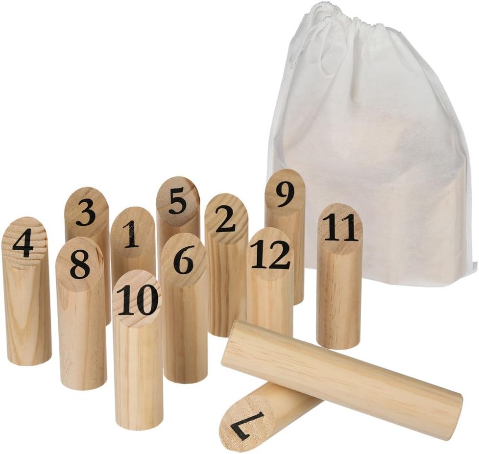 Wooden Bowling Game 5 to 99 Years, Beige