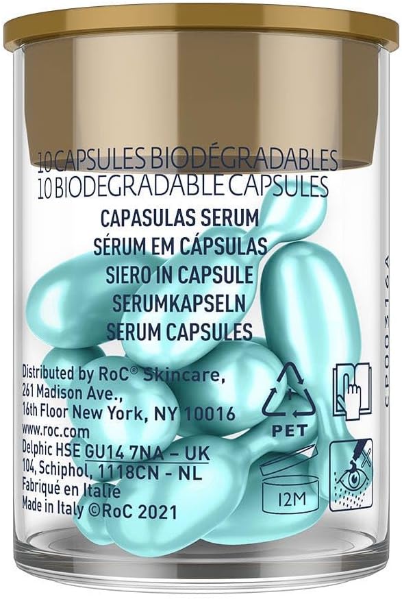 RoC - Multi Correxion Hydrate + Plump Sérum - Pour L'hydratation de la Peau - Effet Repulpant Maximal - Acide Hyaluronique - 10 Capsules