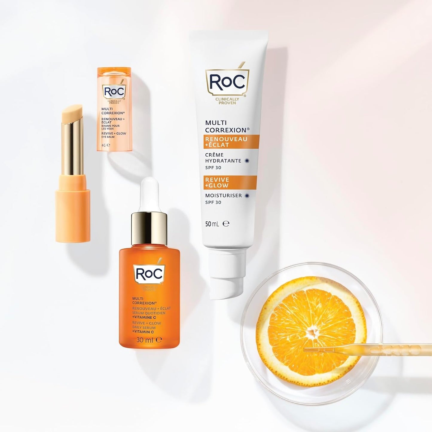 RoC - Multi Correxion Revive + Glow Sérum de Nuit Lissant à la Vitamine C - Anti-rides et Vieillissement -Anti-Âge - Réduction des Points Noirs - 30 Capsules