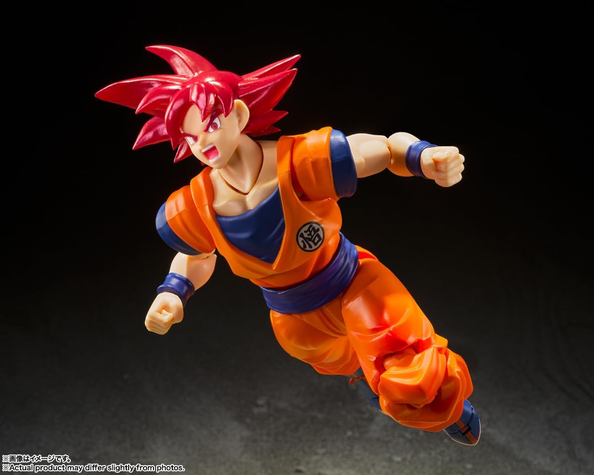 TAMASHII NATIONS Dragon Ball Super – Super Saiyan God Son Goku – Dieu Saiyan Instillé avec la lumière des cœurs justes – Figurine Bandai Spirits S.H.Figuarts