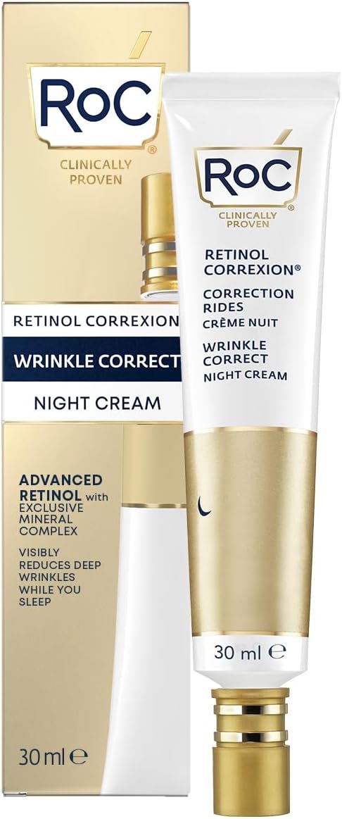 RoC - Retinol Correxion Wrinkle Correct Crème de Nuit - Anti-Rides et Age - Peau Revitalisée - Rétinol et Complexe Minéral Exclusif - 30 ml