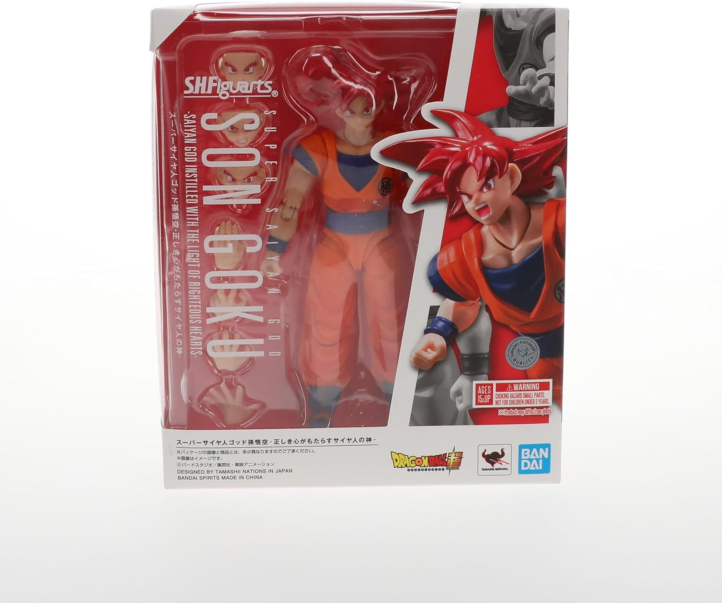 TAMASHII NATIONS Dragon Ball Super – Super Saiyan God Son Goku – Dieu Saiyan Instillé avec la lumière des cœurs justes – Figurine Bandai Spirits S.H.Figuarts