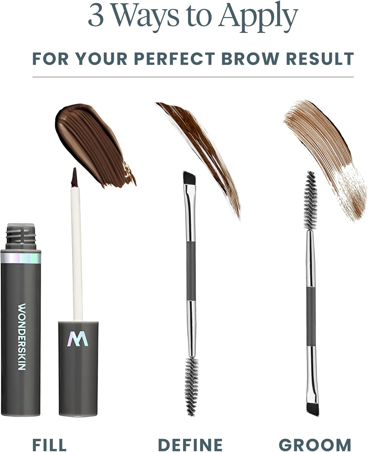 Wonderskin Dream Brow Gel Pour Sourcils, Gel Imperméable Pour Sourcils, Remplisseur Pour Sourcils, Gel Pour Sourcils Teinté, Mascara Pour Sourcils (Brune Foncée)