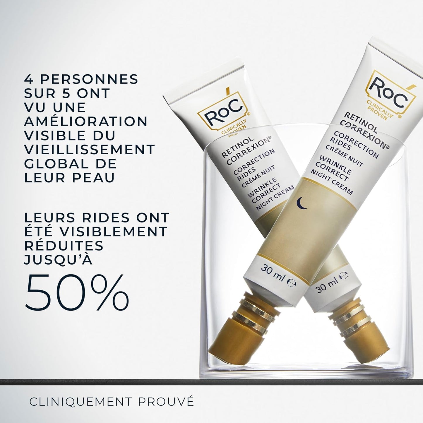 RoC - Retinol Correxion Wrinkle Correct Crème de Nuit - Anti-Rides et Age - Peau Revitalisée - Rétinol et Complexe Minéral Exclusif - 30 ml