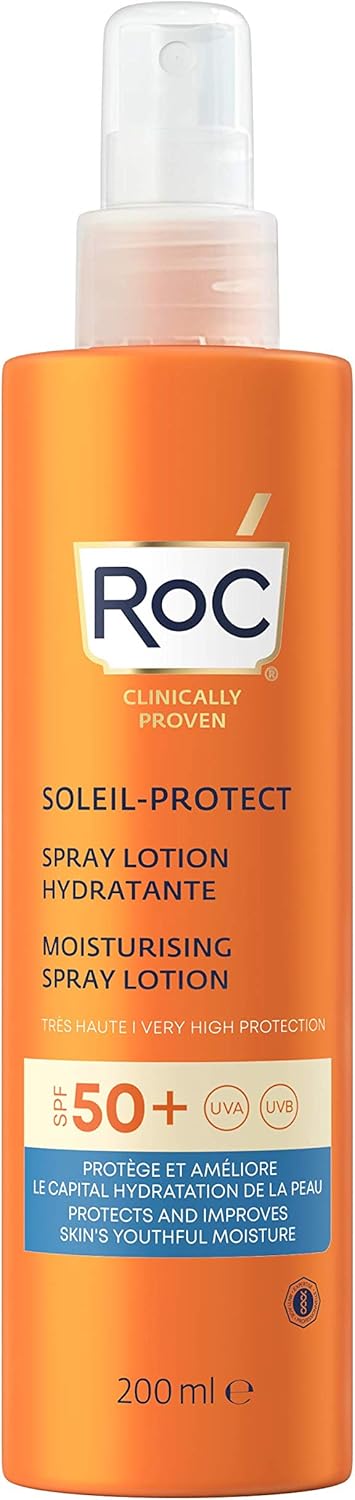 RoC - Soleil-Protect Lotion Spray Hydratant SPF 30 - Non Grasse Crème Solaire - Haute Protection - Résistant à l'Eau - 200 ml