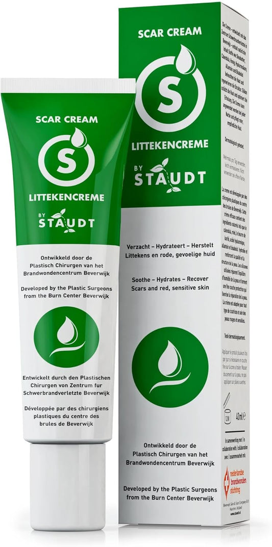 Staudt Healing Cream - Vitamin E Formula, Honey, Hyaluronic Acid and Silicone - Treatment of Old and Recent Scars, Acne, Burns, Caesarean Section, Stretch Marks, Eczema